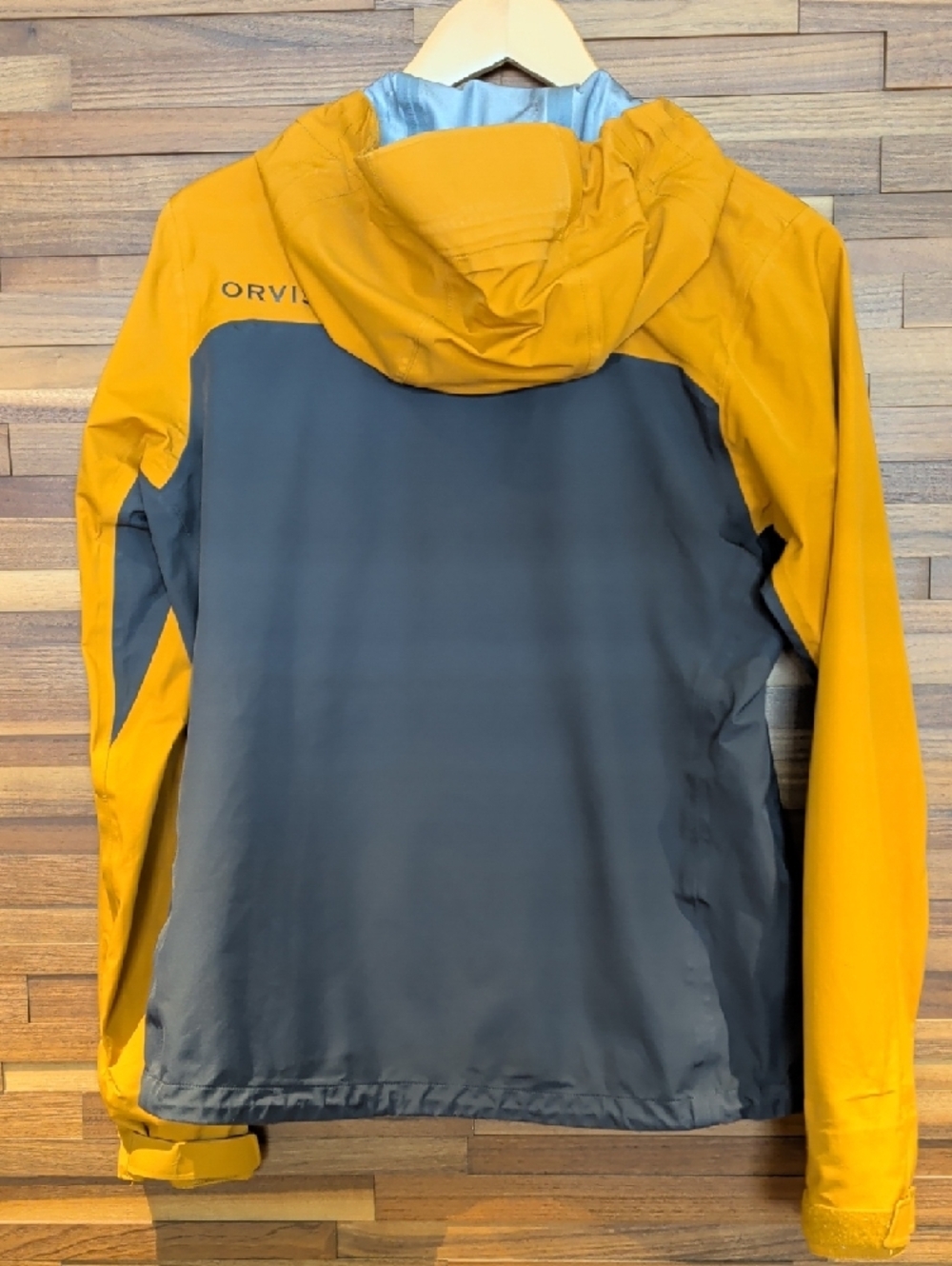 Orvis Women's Small Yellow and Gray Hooded Rain Jacket - Picture 2 of 6